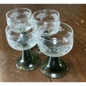 Set of 4 Vintage Luminarc Roemer Etched Glasses